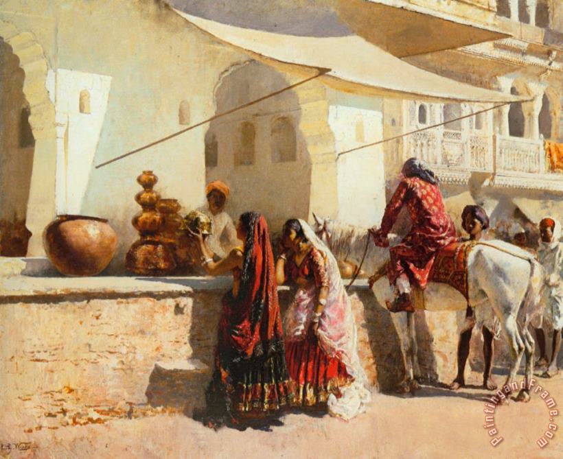 Edwin Lord Weeks A Street Market Scene, India Art Painting