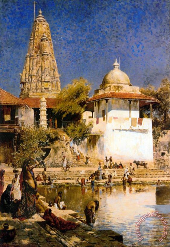Edwin Lord Weeks The Temple And Tank of Walkeschwar at Bombay Art Painting