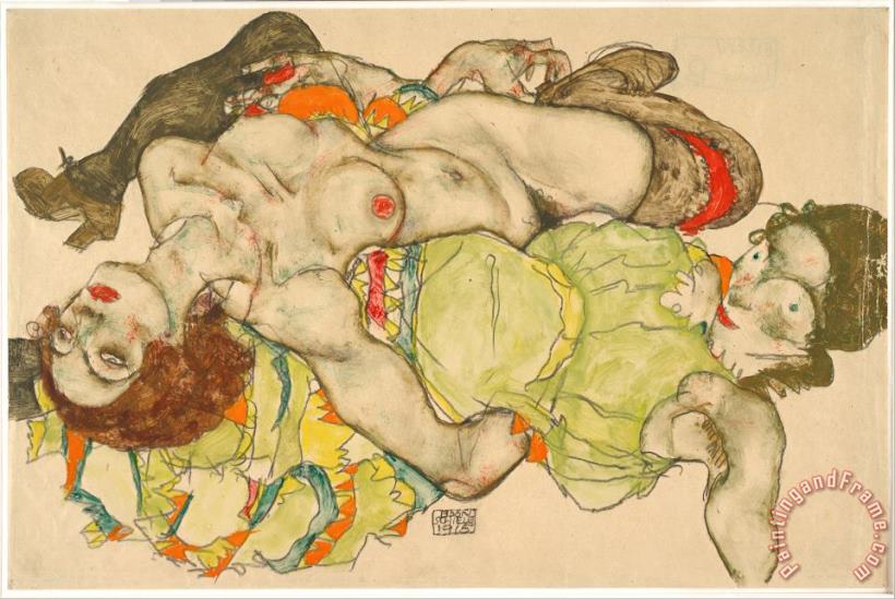 Female Lovers, 1915 painting - Egon Schiele Female Lovers, 1915 Art Print