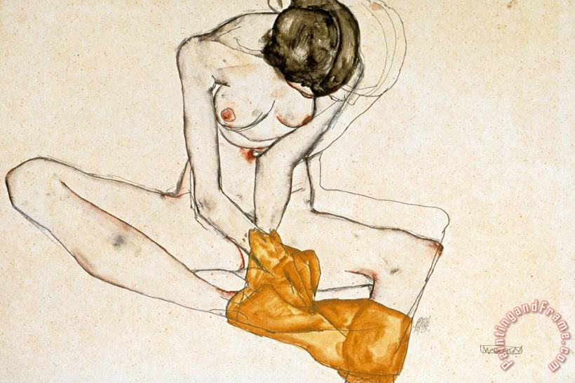 Female Nude painting - Egon Schiele Female Nude Art Print