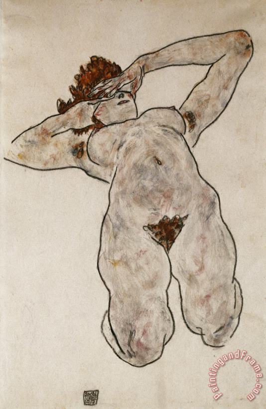 Egon Schiele Nude Lying Down Art Print