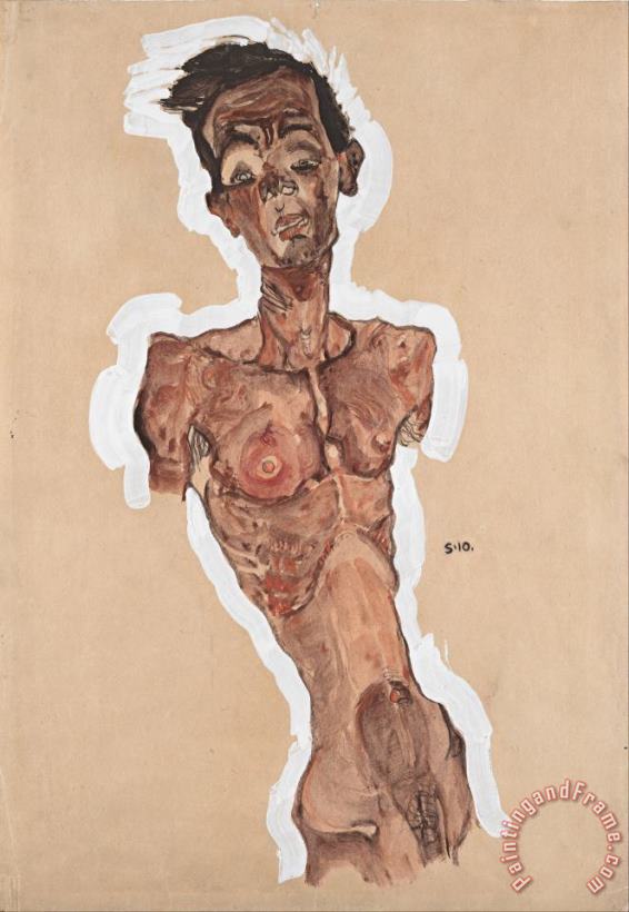 Nude Self Portrait painting - Egon Schiele Nude Self Portrait Art Print