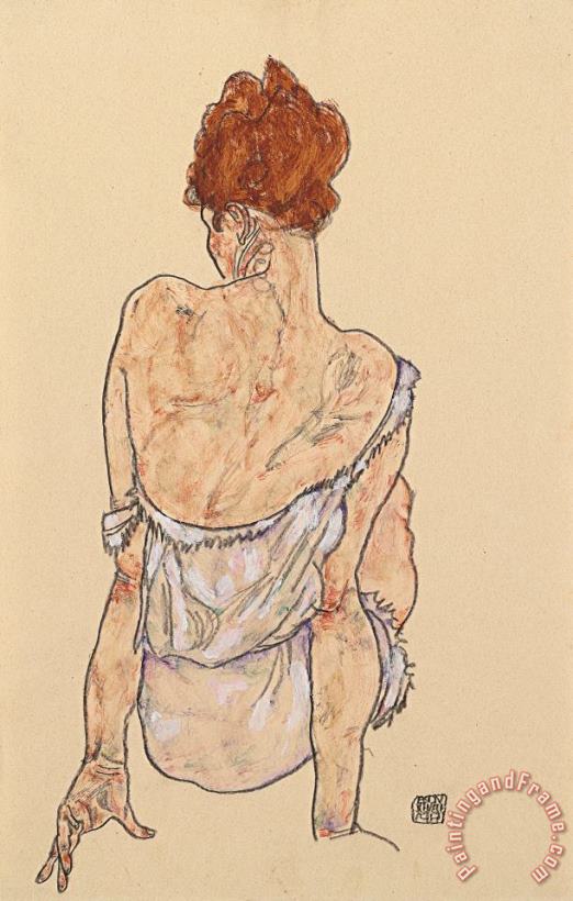 Egon Schiele Seated woman in underwear Art Print