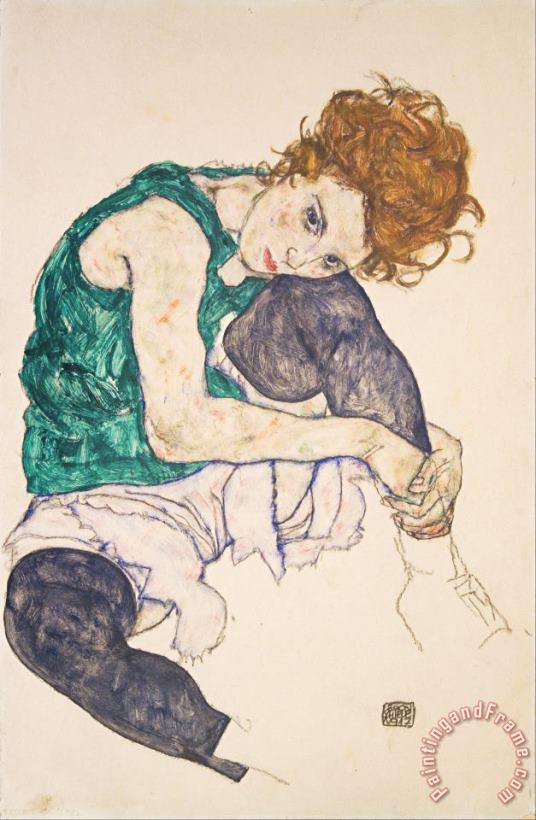 Egon Schiele Seated Woman with Legs Drawn Up (adele Herms) Art Painting