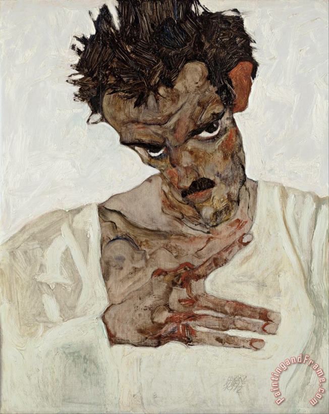 Egon Schiele Self Portrait with Lowered Head Art Print