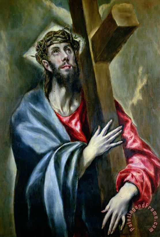 Christ Clasping the Cross painting - El Greco Christ Clasping the Cross Art Print