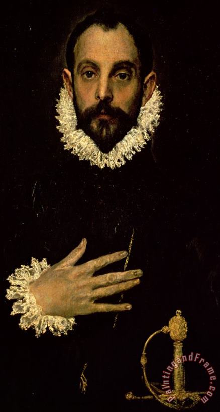 Gentleman With His Hand On His Chest painting - El Greco Domenico Theotocopuli Gentleman With His Hand On His Chest Art Print
