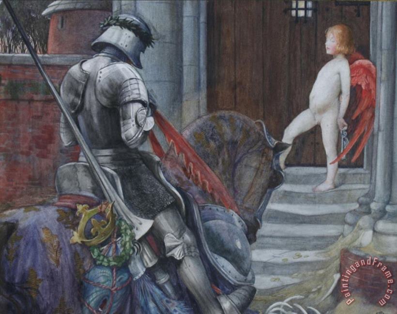 A Knight And Cupid Before a Castle Door painting - Eleanor Fortescue Brickdale A Knight And Cupid Before a Castle Door Art Print A Knight And Cupid Before a Castle Door painting - Eleanor Fortescue Brickdale A Knight And Cupid Before a Castle Door Art Print