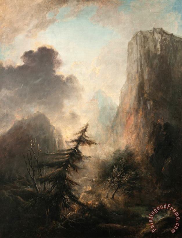 Romantic Landscape with Spruce painting - Elias Martin Romantic Landscape with Spruce Art Print