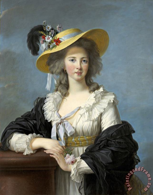 The Duchesse De Polignac Wearing a Straw Hat painting - Elisabeth Louise Vigee Lebrun The Duchesse De Polignac Wearing a Straw Hat Art Print