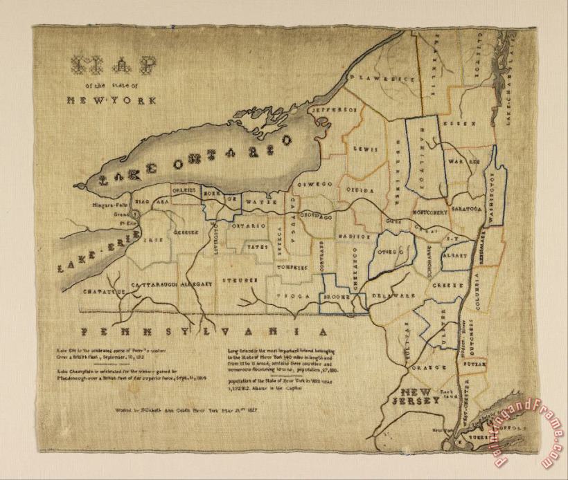Elizabeth Ann Goldin Map of The State of New York Art Painting
