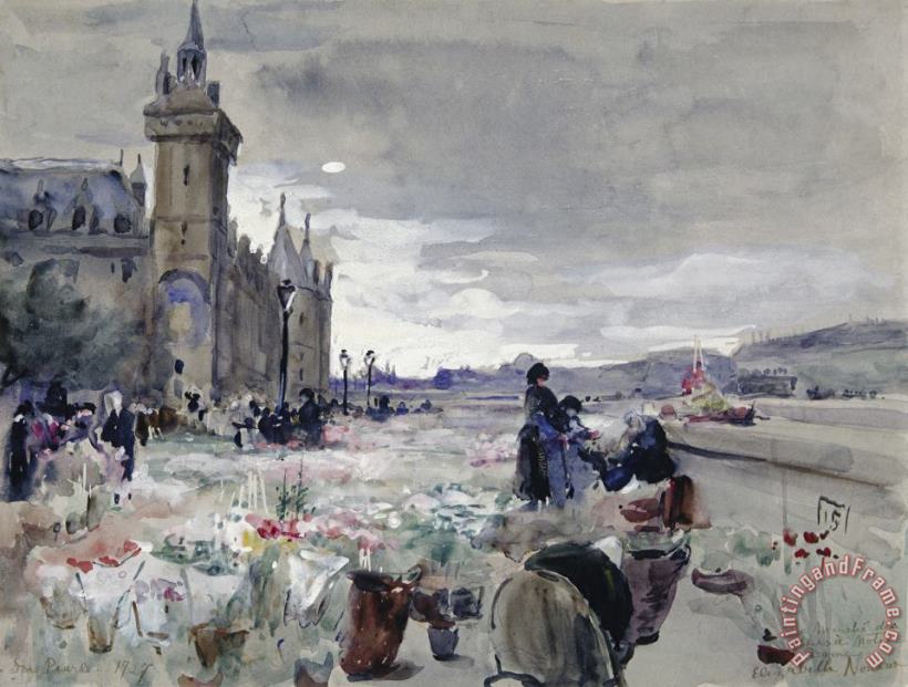 Flower Market at Notre Dame painting - Elizabeth Nourse Flower Market at Notre Dame Art Print