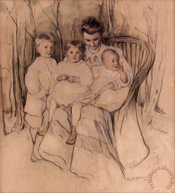 Mother And Three Children painting - Elizabeth Nourse Mother And Three Children Art Print
