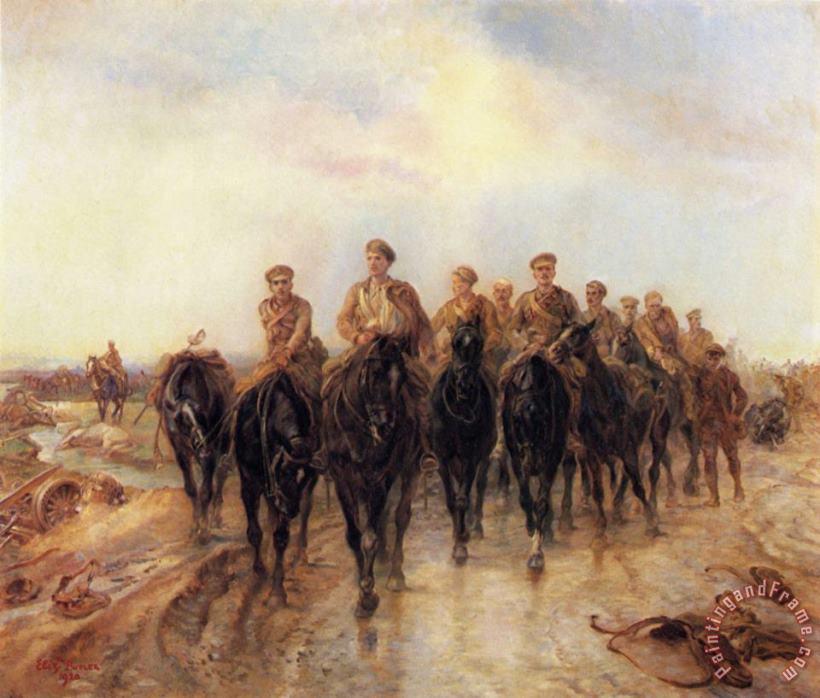 Elizabeth Thompson In The Retreat From Mons, The Royal Horse Guards Second Version Art Print