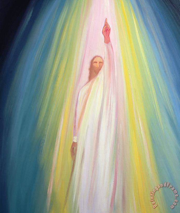 Jesus Christ points us to God the Father painting - Elizabeth Wang Jesus Christ points us to God the Father Art Print