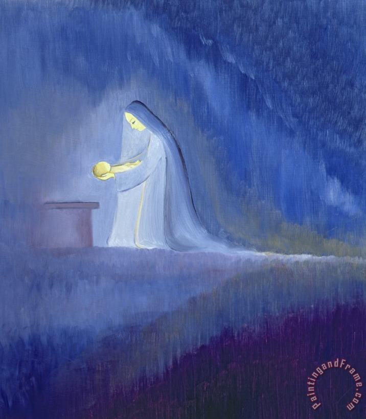 Elizabeth Wang The Virgin Mary cared for her child Jesus with simplicity and joy Art Painting