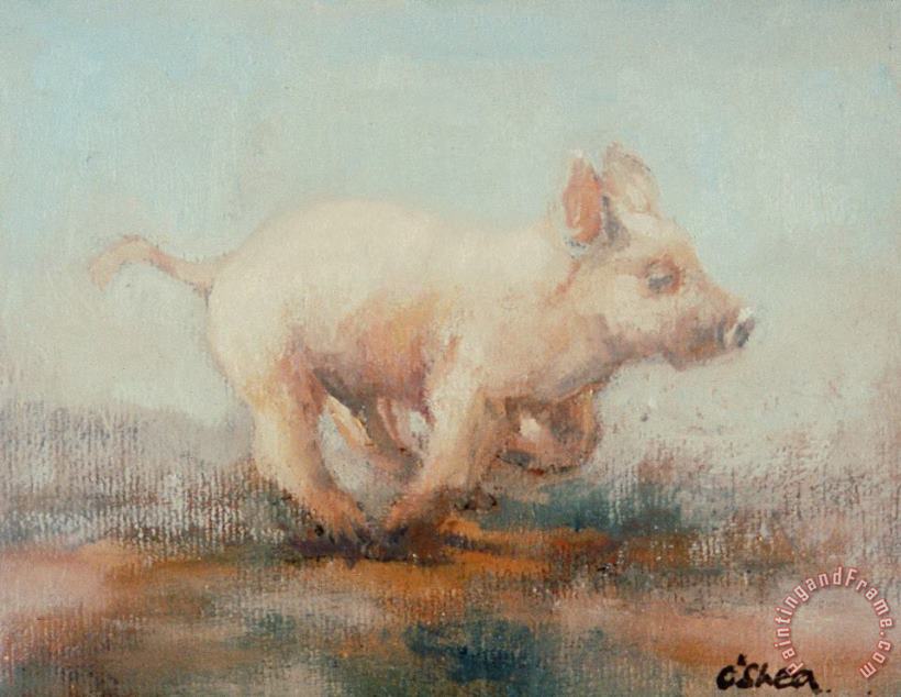 Running Piglet painting - Ellie O Shea Running Piglet Art Print