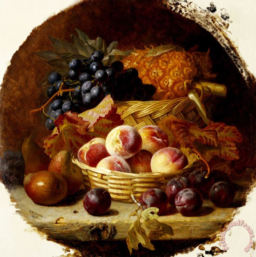 Eloise Harriet Stannard Peaches Plums Pears And Pineapple 1896 Art Print