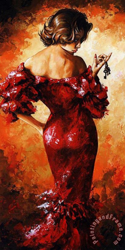 Emerico Toth Lady in Red 33 Art Painting