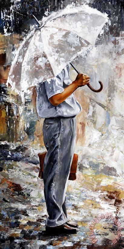 Emerico Toth Rain day - The office man Art Painting