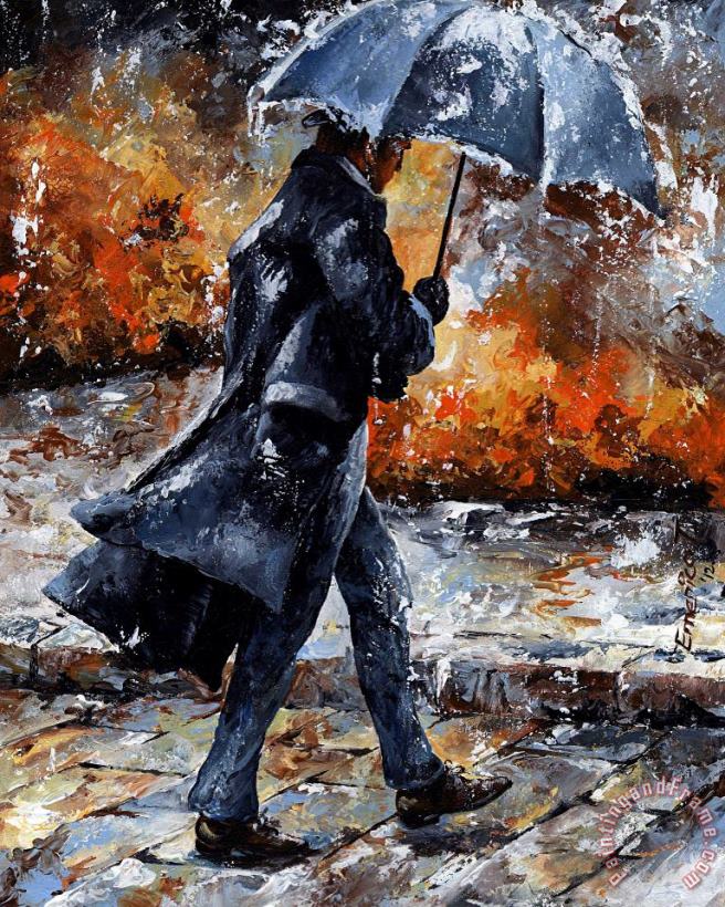 Emerico Toth Rainy day/07 - Walking in the rain Art Painting