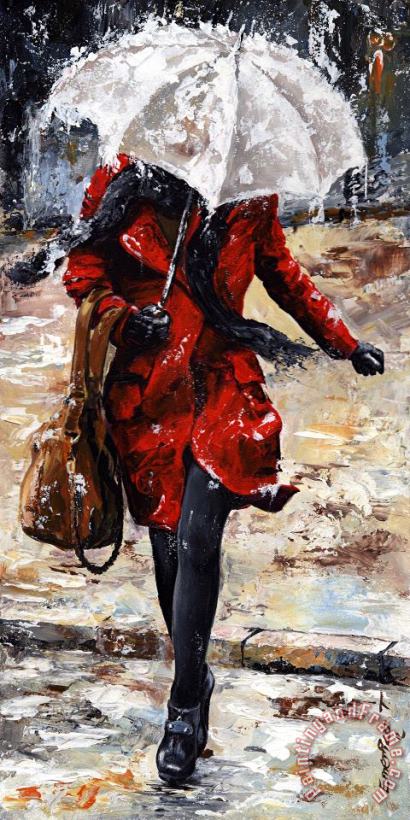 Rainy day - Woman of New York 10 painting - Emerico Toth Rainy day - Woman of New York 10 Art Print