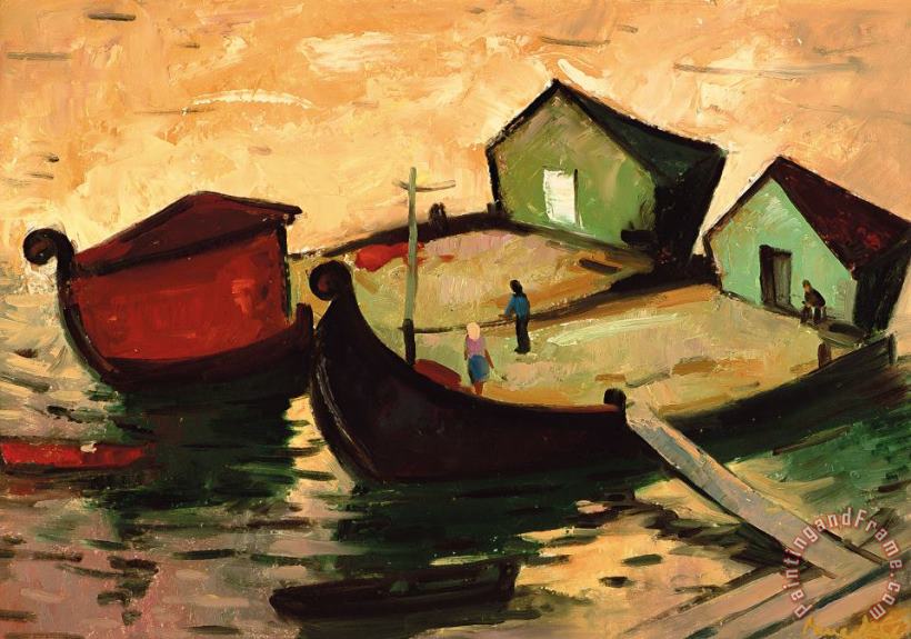 Emil Parrag Fishing Barges On The River Sugovica Art Painting