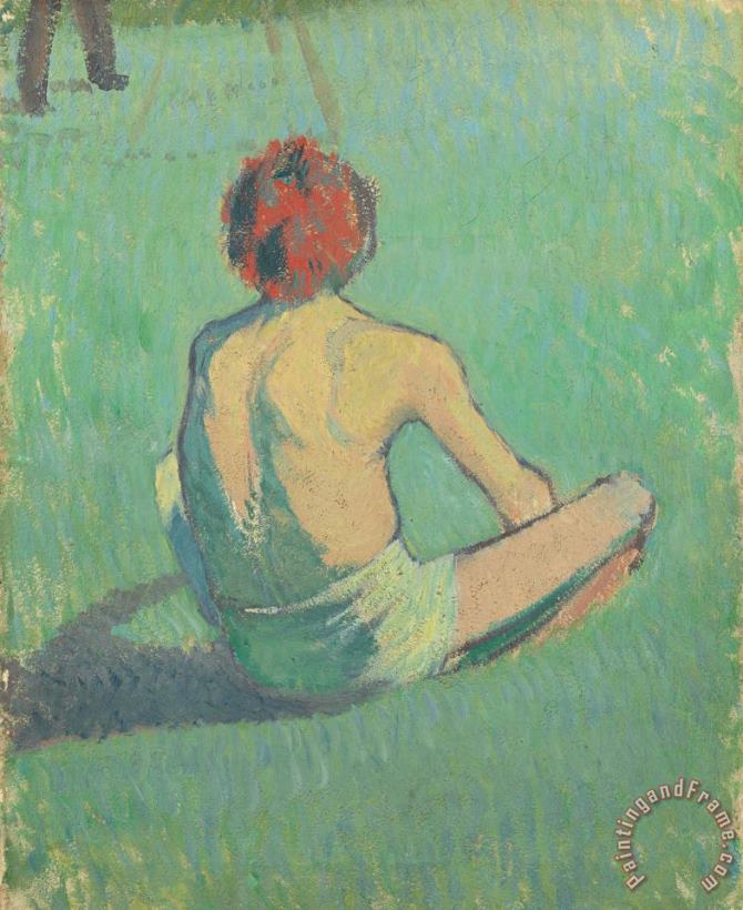 Emile Bernard Boy Sitting in The Grass Art Painting