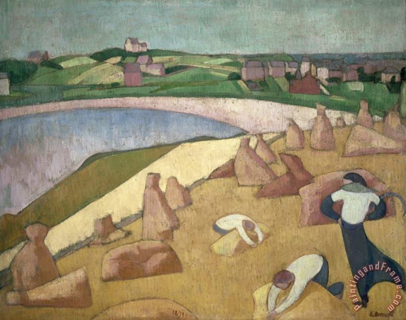Harvest by The Sea painting - Emile Bernard Harvest by The Sea Art Print