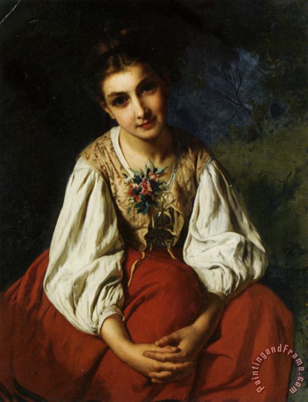 Emile Munier Portrait of a Young Girl Art Painting