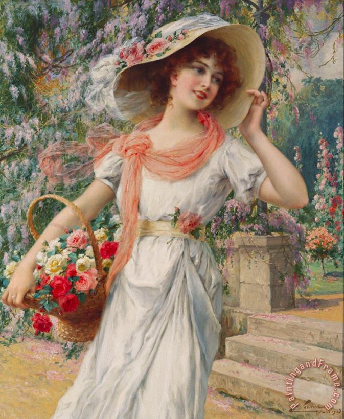 Emile Vernon The Flower Girl Art Painting