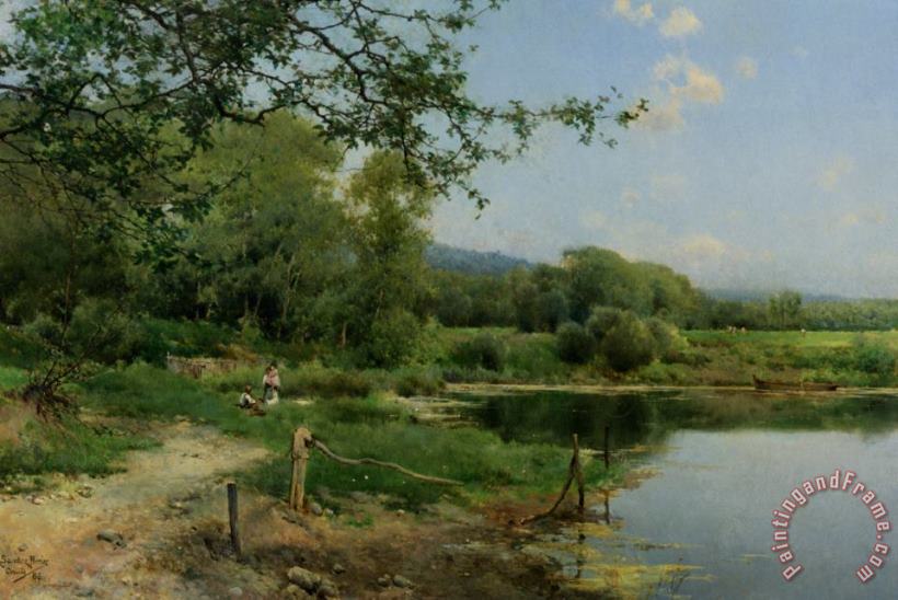 A Picnic on The Riverbank painting - Emilio Sanchez Perrier A Picnic on The Riverbank Art Print