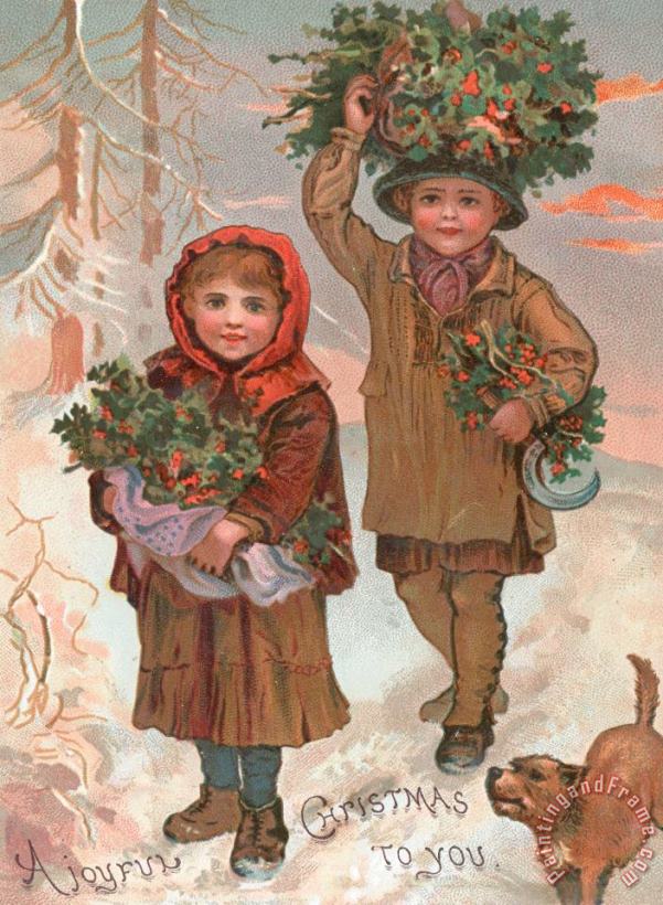 English School A Joyful Christmas To You Victorian Christmas Card Art Print