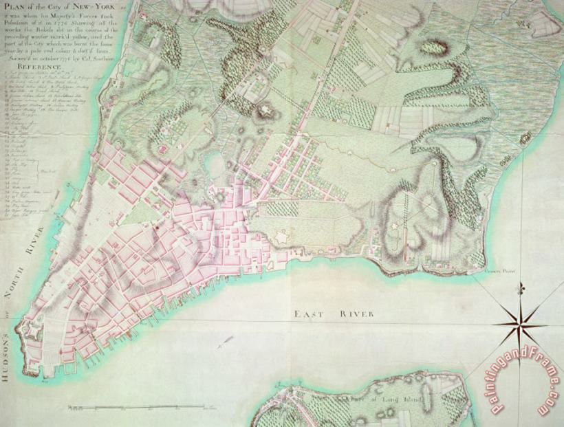 English School Antique Map of New York Art Painting