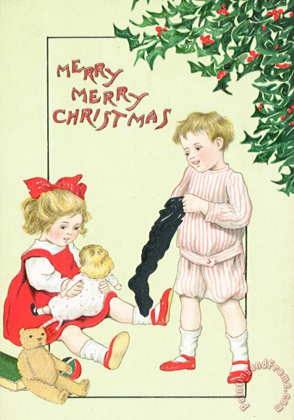 Christmas Card painting - English School Christmas Card Art Print