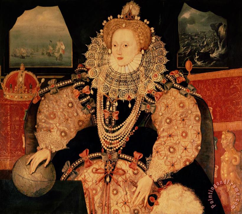 Elizabeth I Armada portrait painting - English School Elizabeth I Armada portrait Art Print