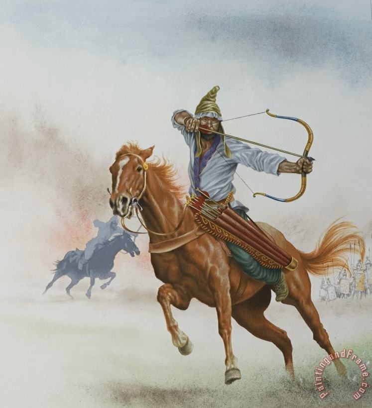 English School Horsemen from the Steppes Art Print