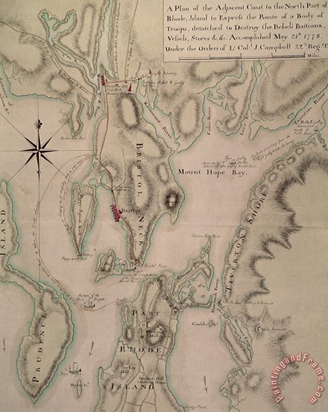 English School Military plan of the North Part of Rhode Island Art Painting