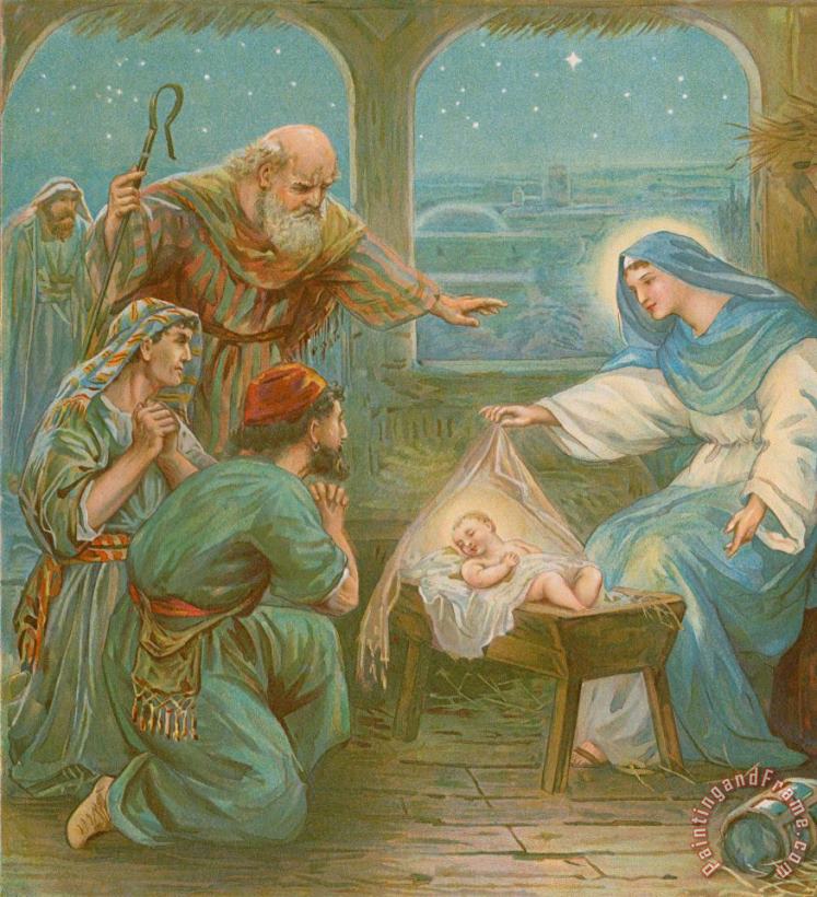English School Nativity Scene Art Painting