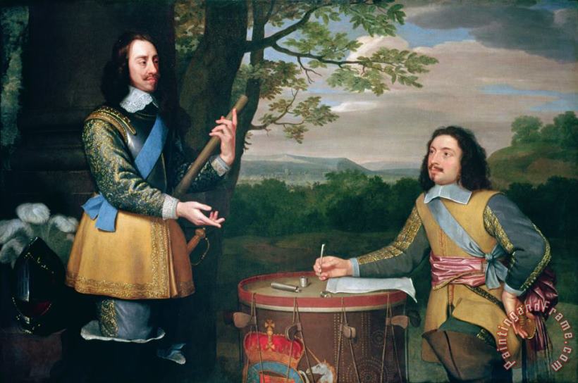 English School Portrait of Charles I and Sir Edward Walker Art Painting