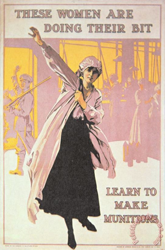 English School Poster depicting women making munitions Art Painting