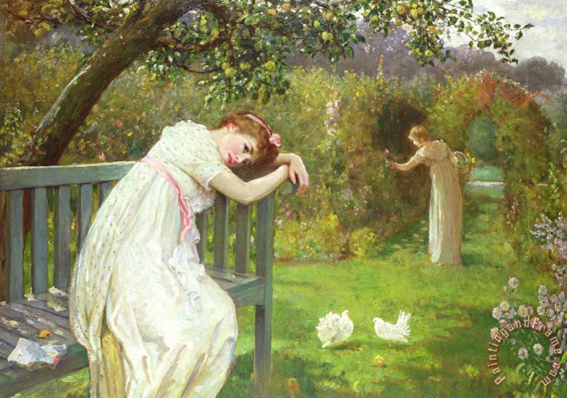 Sunday Afternoon - Ladies in a Garden painting - English School Sunday Afternoon - Ladies in a Garden Art Print