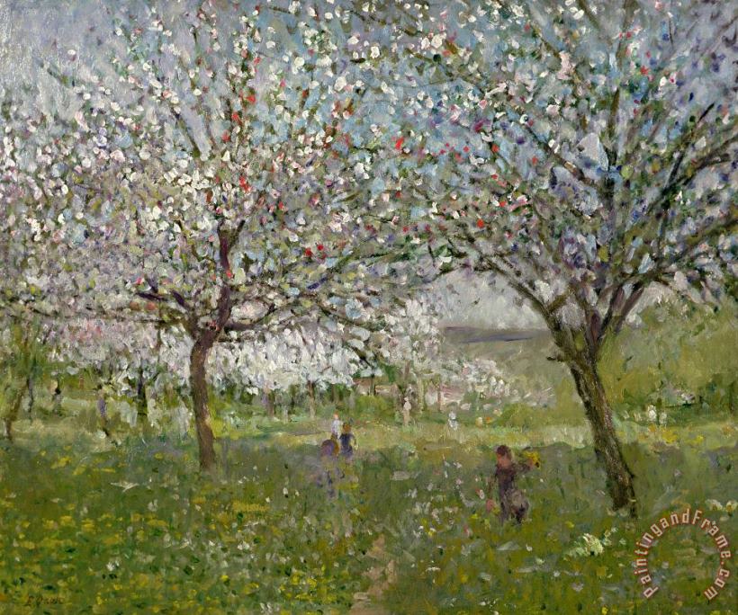 Ernest Quost Apple Trees in Flower Art Painting