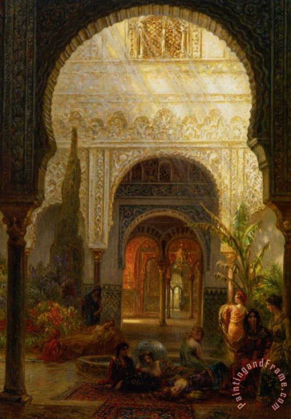 The Patio Della Reina The Alcazar Sevilla painting - Ernst Carl Eugen Koerner The Patio Della Reina The Alcazar Sevilla Art Print