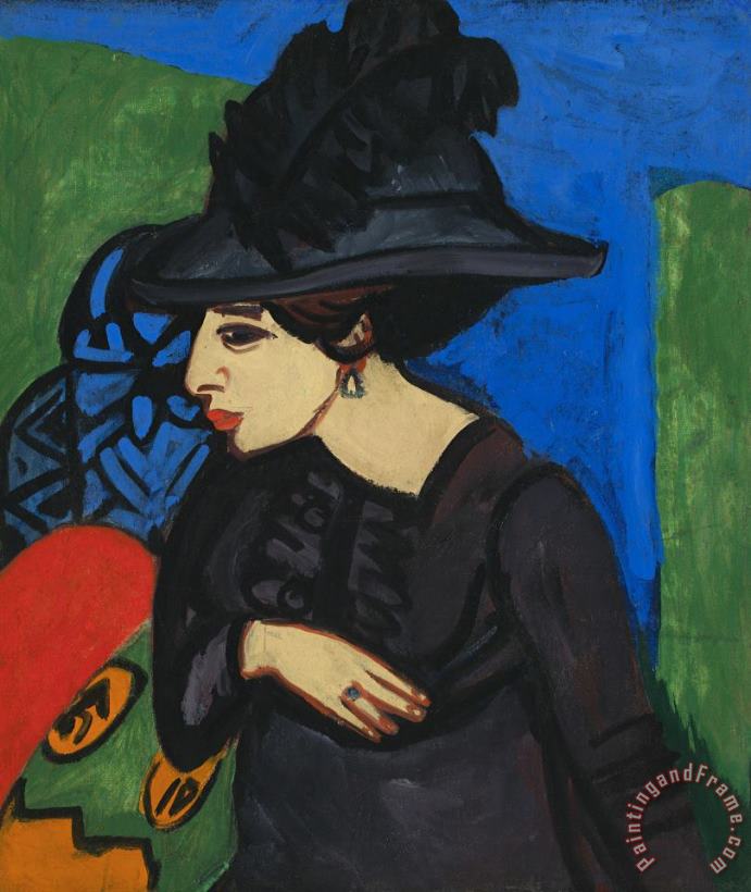 Dodo with a Feather Hat (dodo Mit Federhut) painting - Ernst Ludwig Kirchner Dodo with a Feather Hat (dodo Mit Federhut) Art Print
