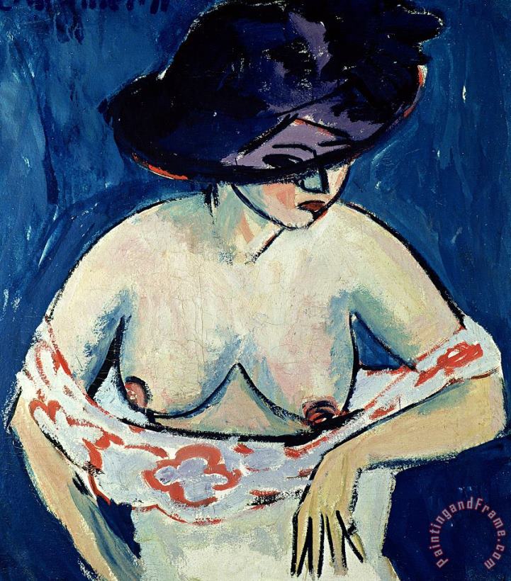 Ernst Ludwig Kirchner Half Naked Woman With A Hat Art Painting