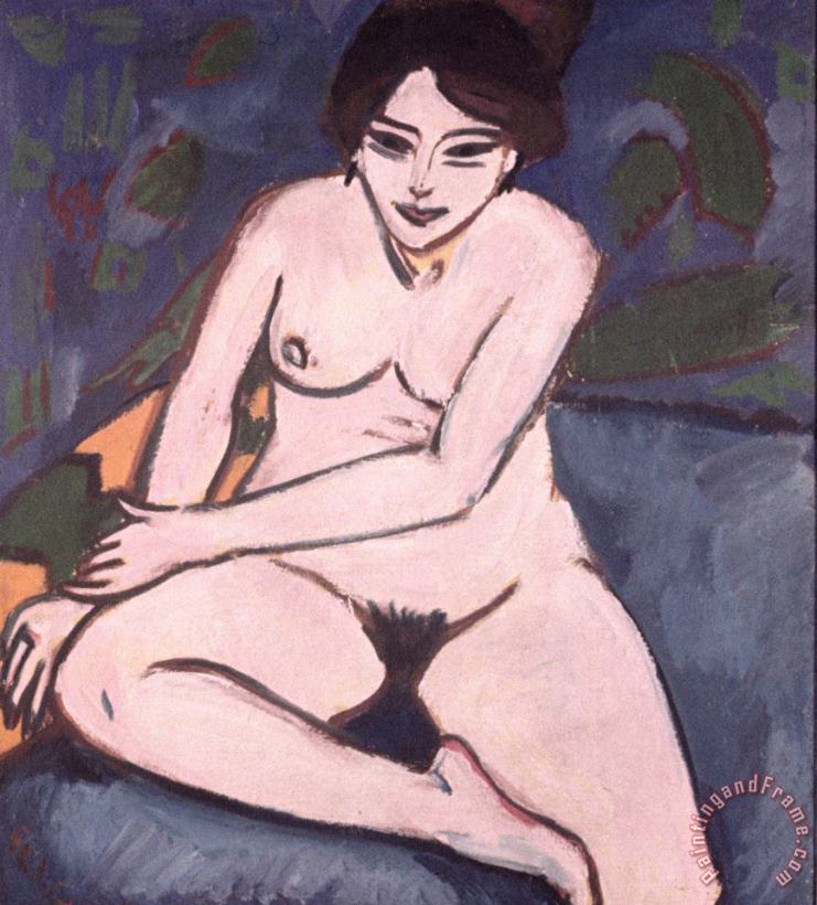Model On Blue Ground painting - Ernst Ludwig Kirchner Model On Blue Ground Art Print