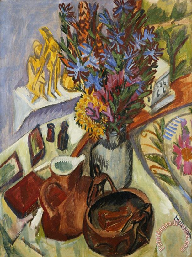 Ernst Ludwig Kirchner Still Life With Jug And African Bowl Art Painting