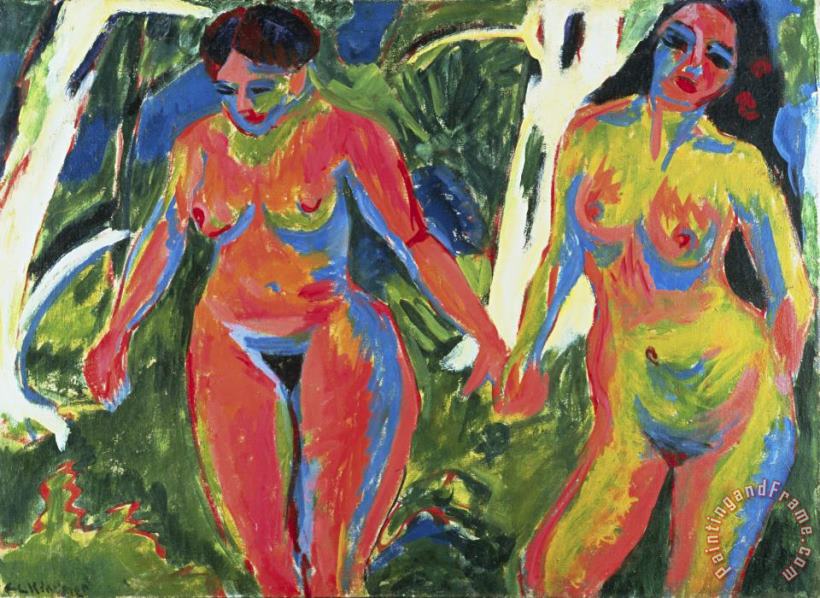 Ernst Ludwig Kirchner Two Nude Women in The Forest Art Print