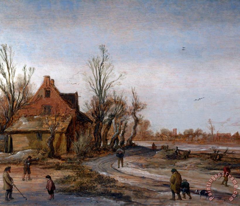 A Winter Landscape painting - Esaias Van De Velde A Winter Landscape Art Print